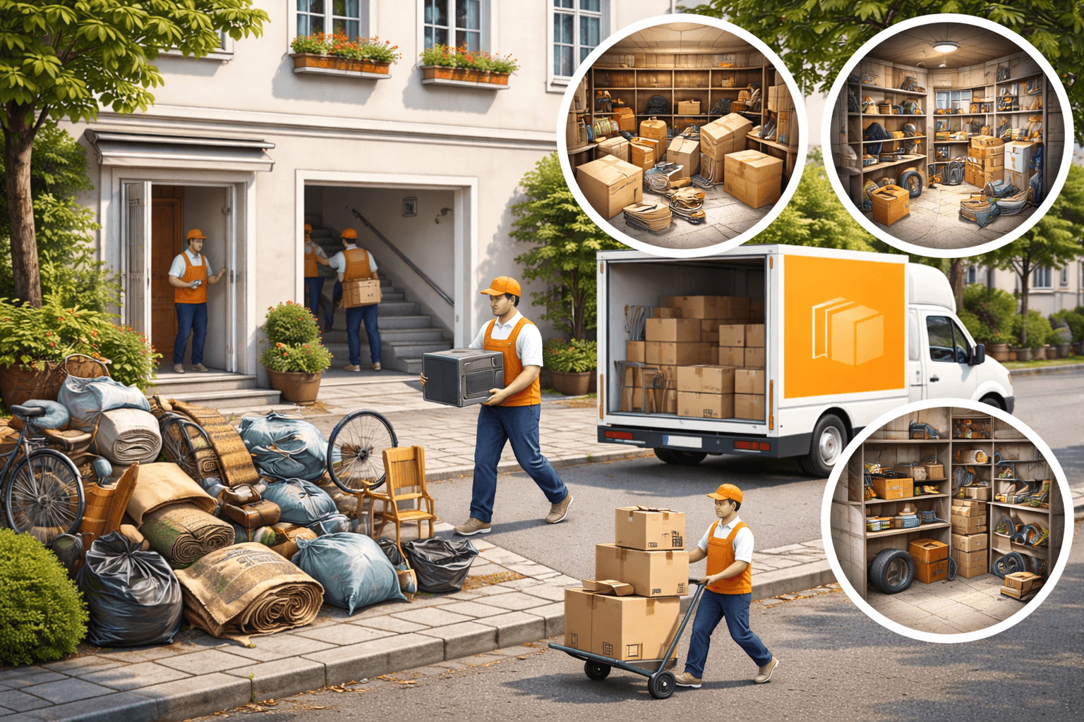 Clearing out a room with bags and boxes ready for disposal