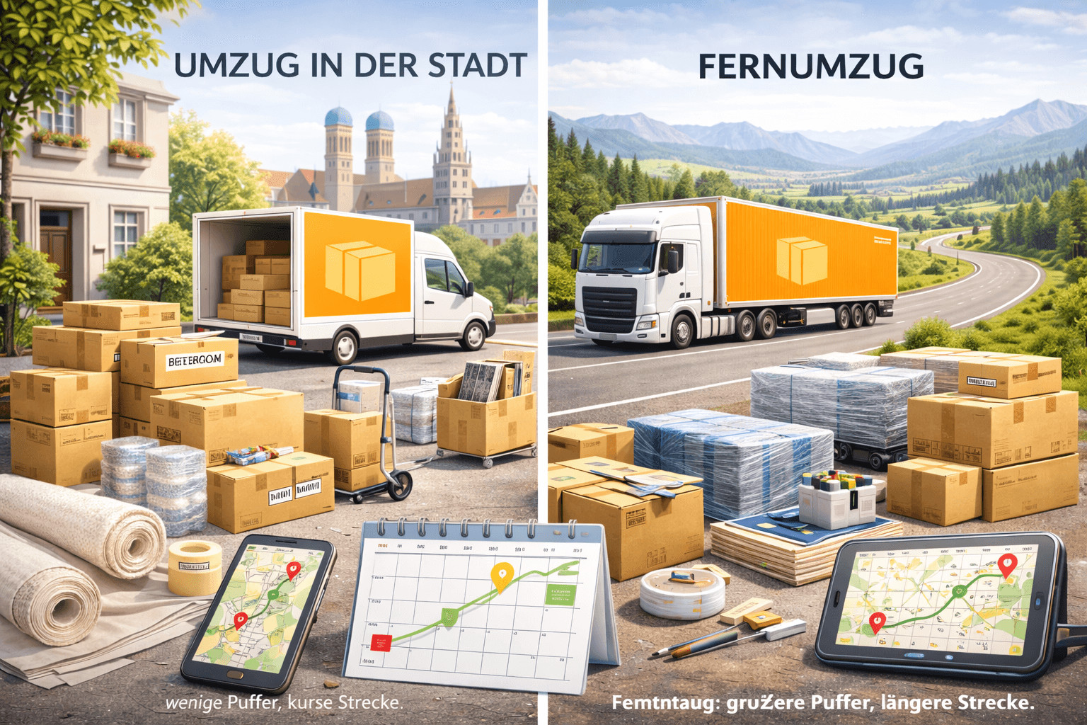 Moving truck on a road representing long-distance relocation