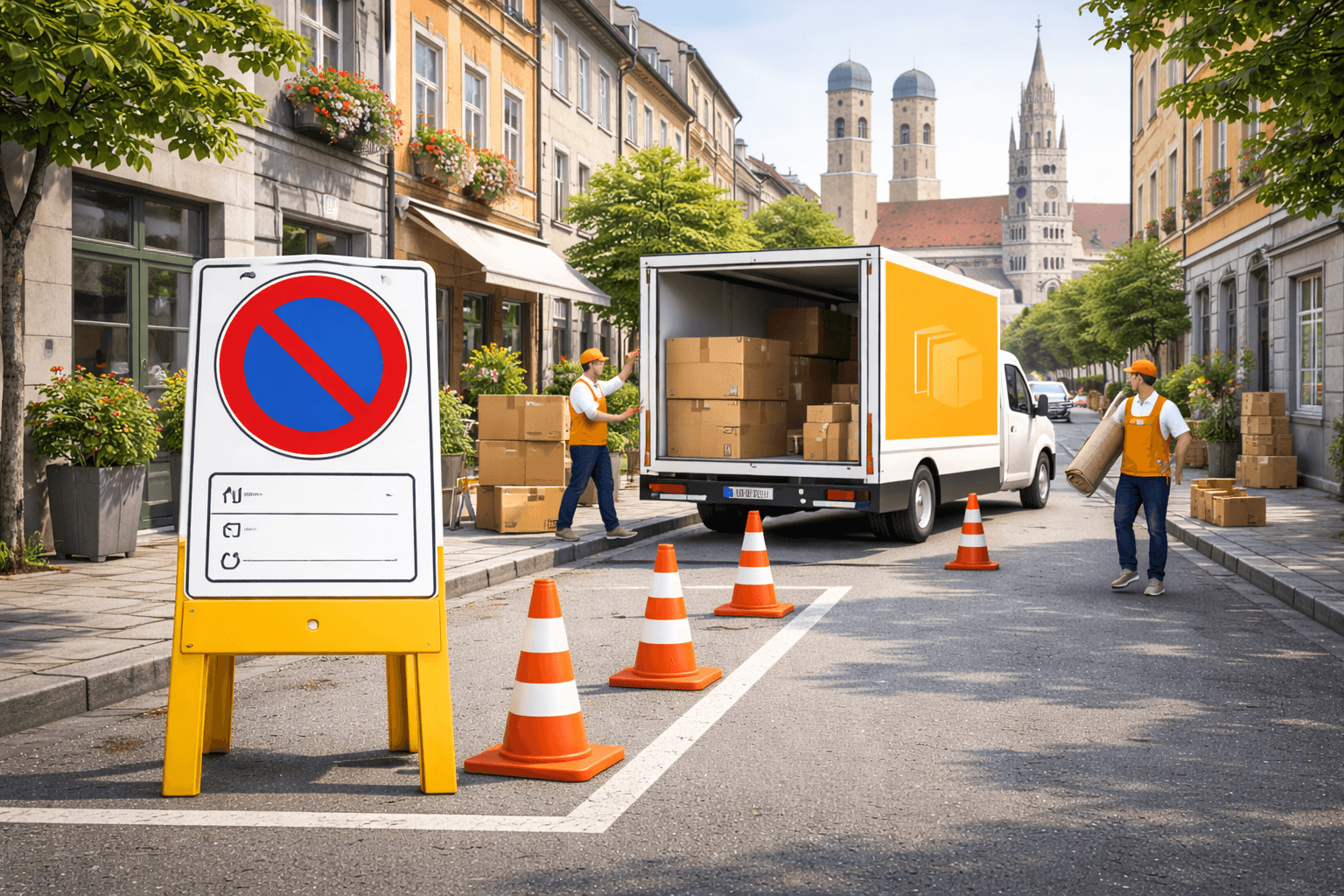 Temporary no-parking sign placed on a street